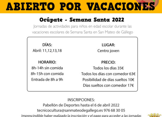 abierto por vacaciones ocupate semana santa