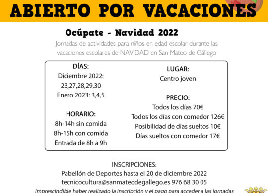 abierto por vacaciones ocupate NAVIDAD 2022