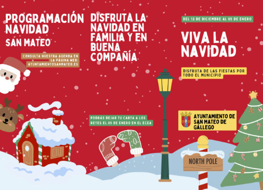 Tríptico Folleto Mercadillo Navideño Papá Noel Ilustrado Colo